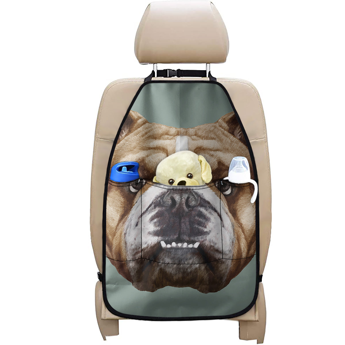 English Bulldog Portrait Print Car Seat Organizers