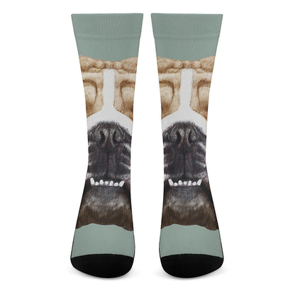 English Bulldog Portrait Print Crew Socks