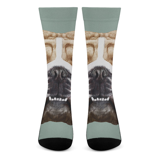 English Bulldog Portrait Print Crew Socks
