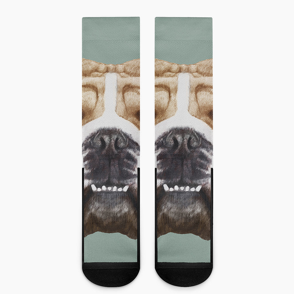 English Bulldog Portrait Print Crew Socks