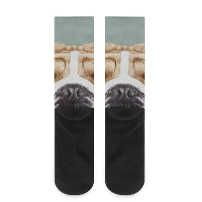 English Bulldog Portrait Print Crew Socks
