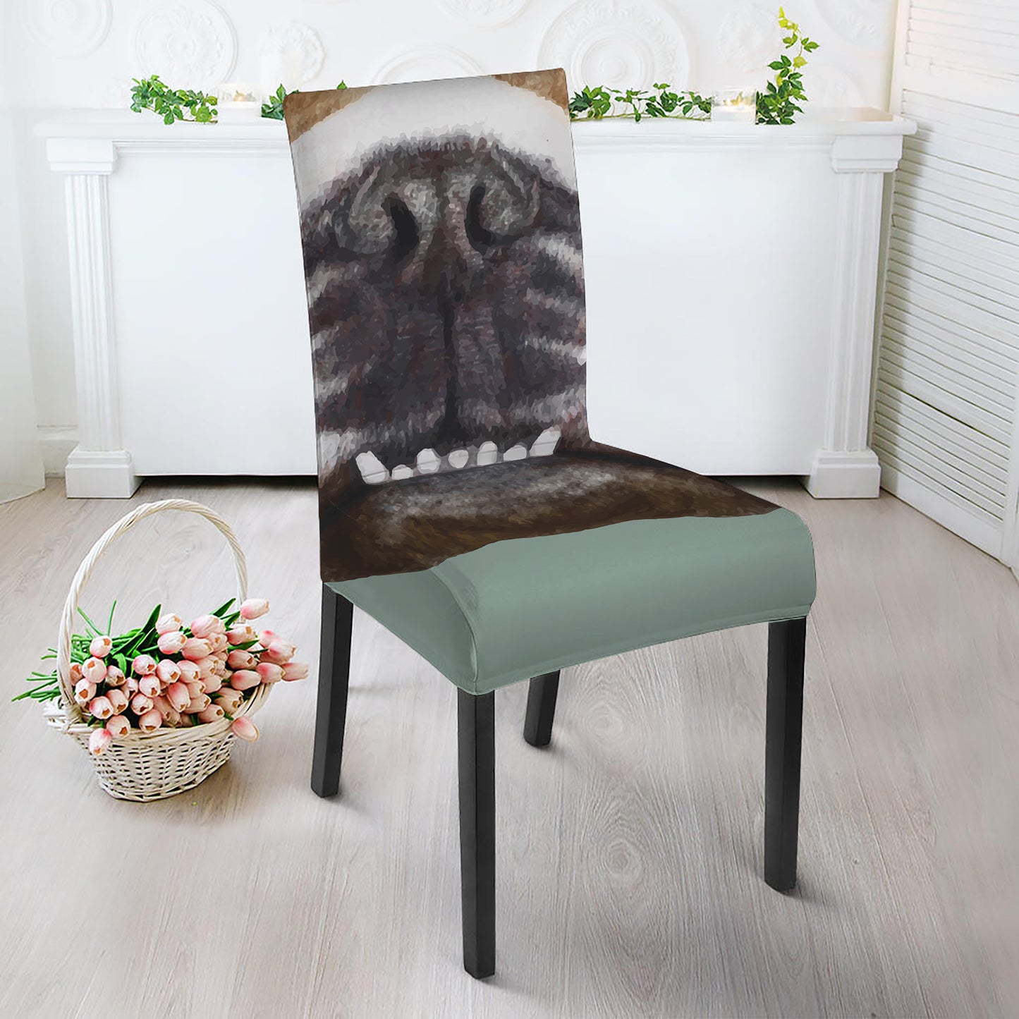 English Bulldog Portrait Print Dining Chair Slipcover