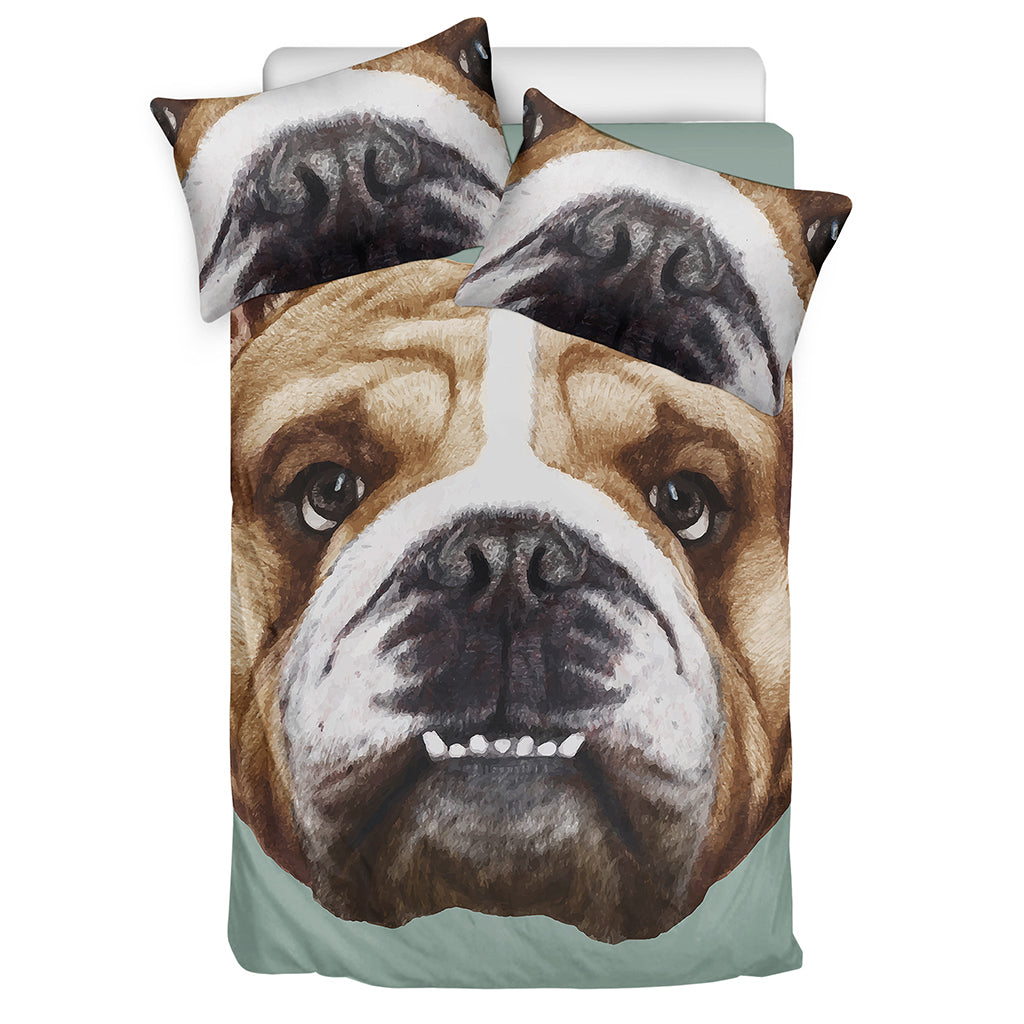 English Bulldog Portrait Print Duvet Cover Bedding Set