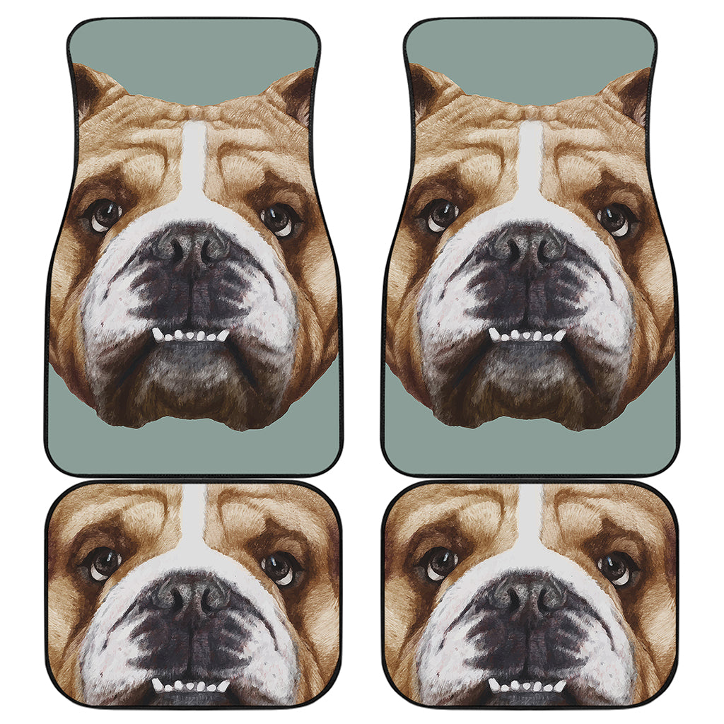 English Bulldog Portrait Print Front and Back Car Floor Mats
