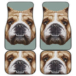 English Bulldog Portrait Print Front and Back Car Floor Mats