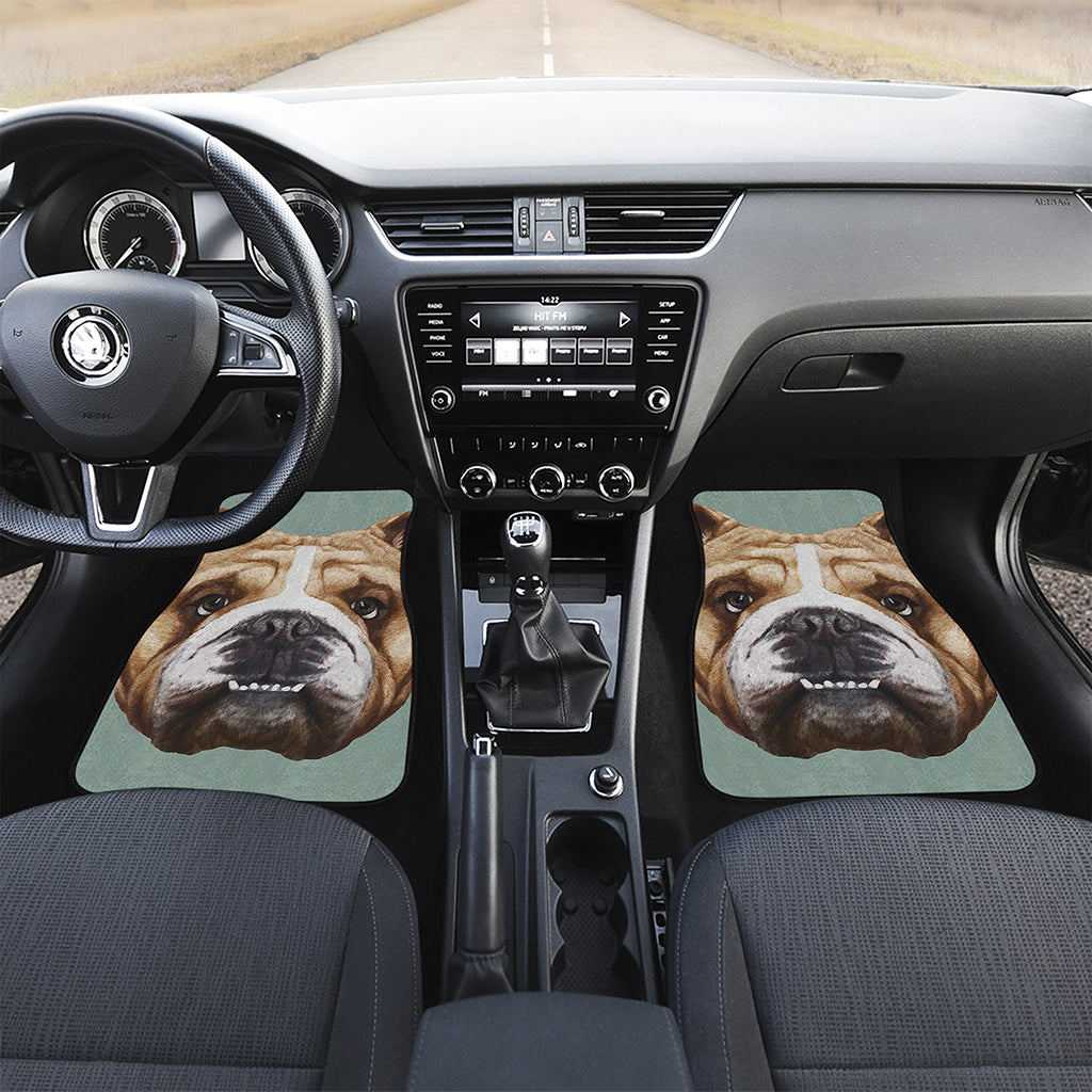 English Bulldog Portrait Print Front and Back Car Floor Mats