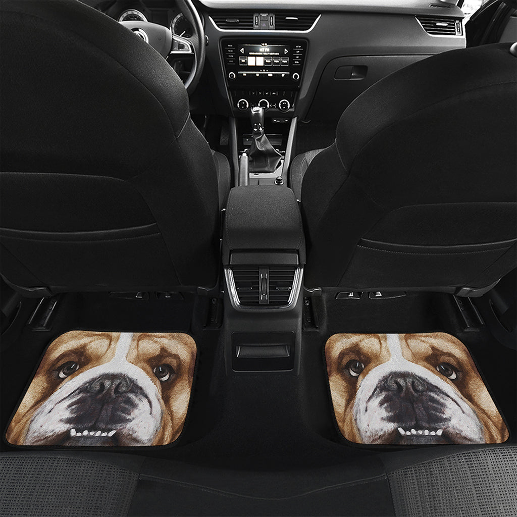 English Bulldog Portrait Print Front and Back Car Floor Mats