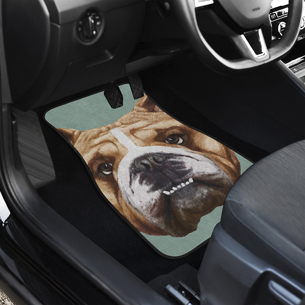 English Bulldog Portrait Print Front and Back Car Floor Mats
