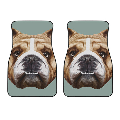 English Bulldog Portrait Print Front Car Floor Mats