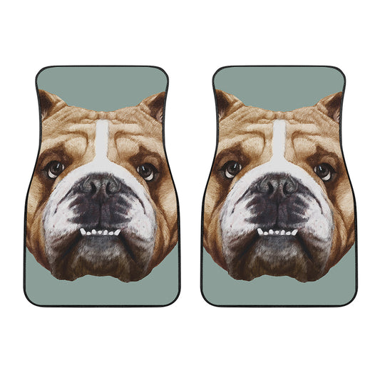 English Bulldog Portrait Print Front Car Floor Mats
