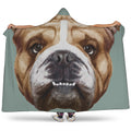 English Bulldog Portrait Print Hooded Blanket