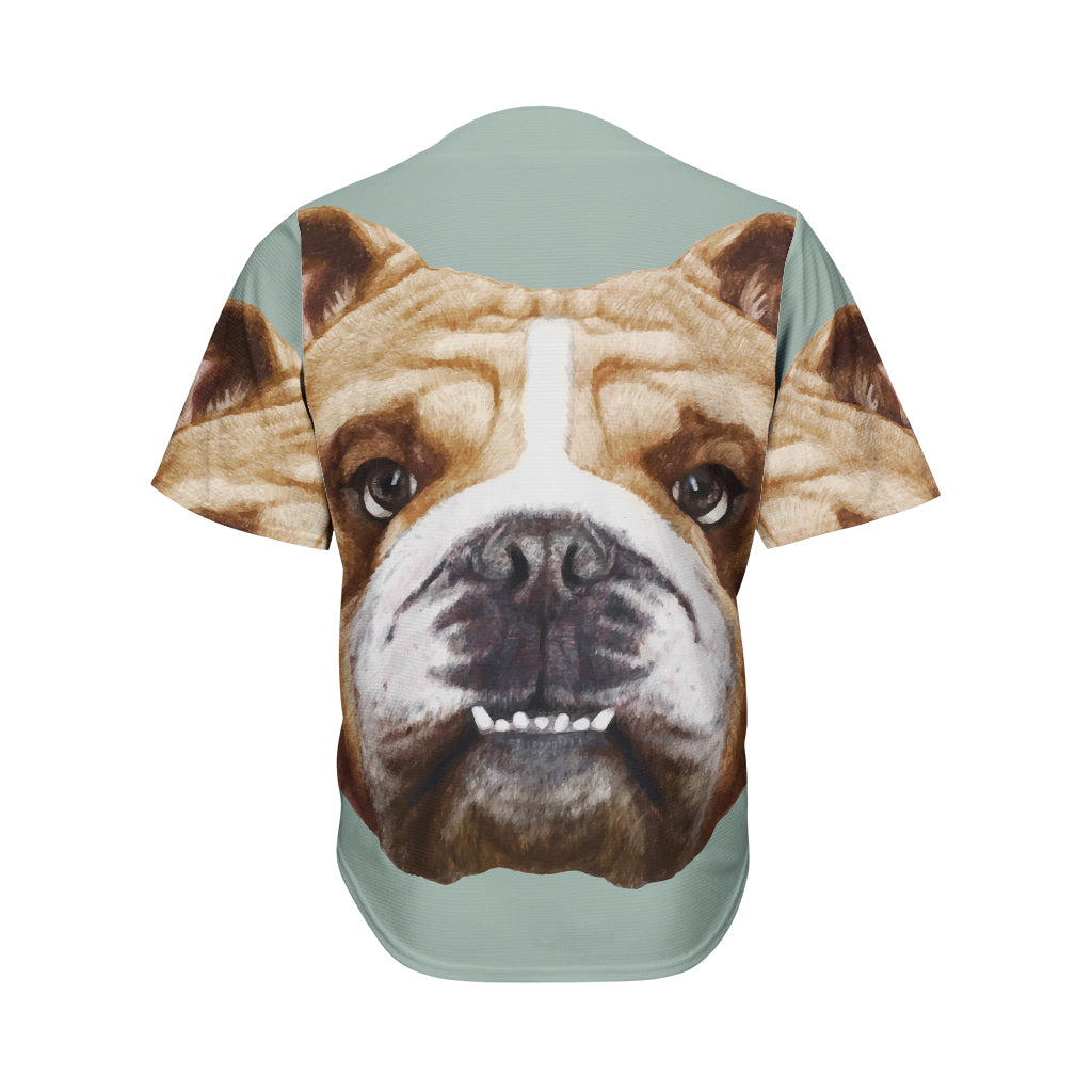 English Bulldog Portrait Print Men's Baseball Jersey