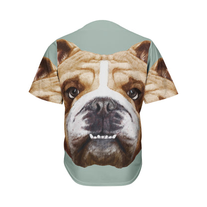 English Bulldog Portrait Print Men's Baseball Jersey