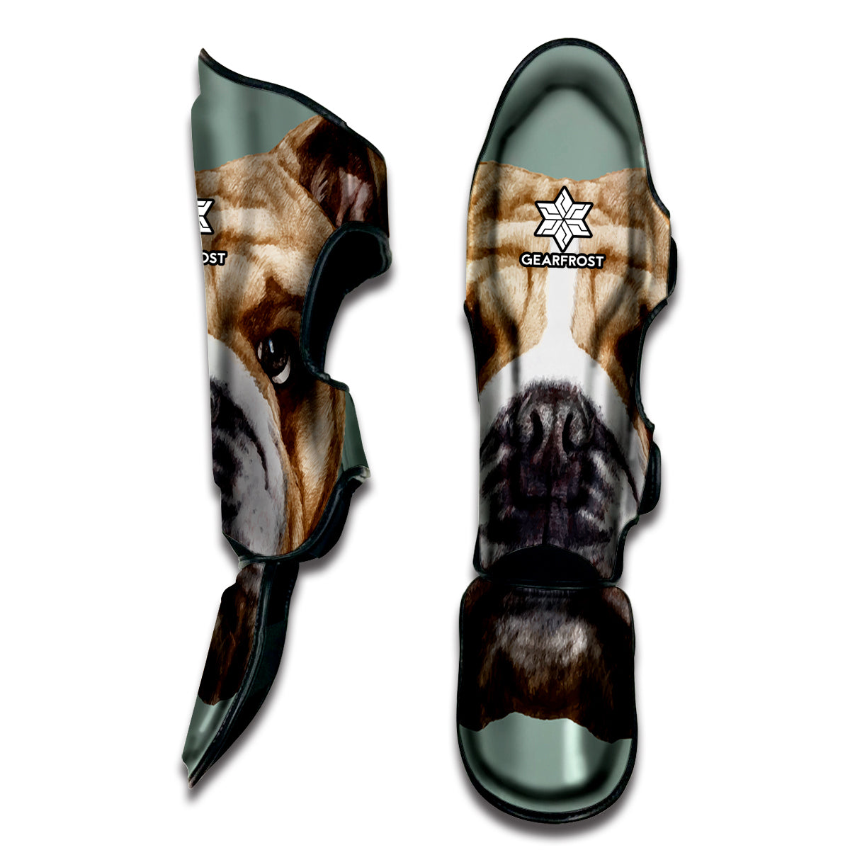 English Bulldog Portrait Print Muay Thai Shin Guard