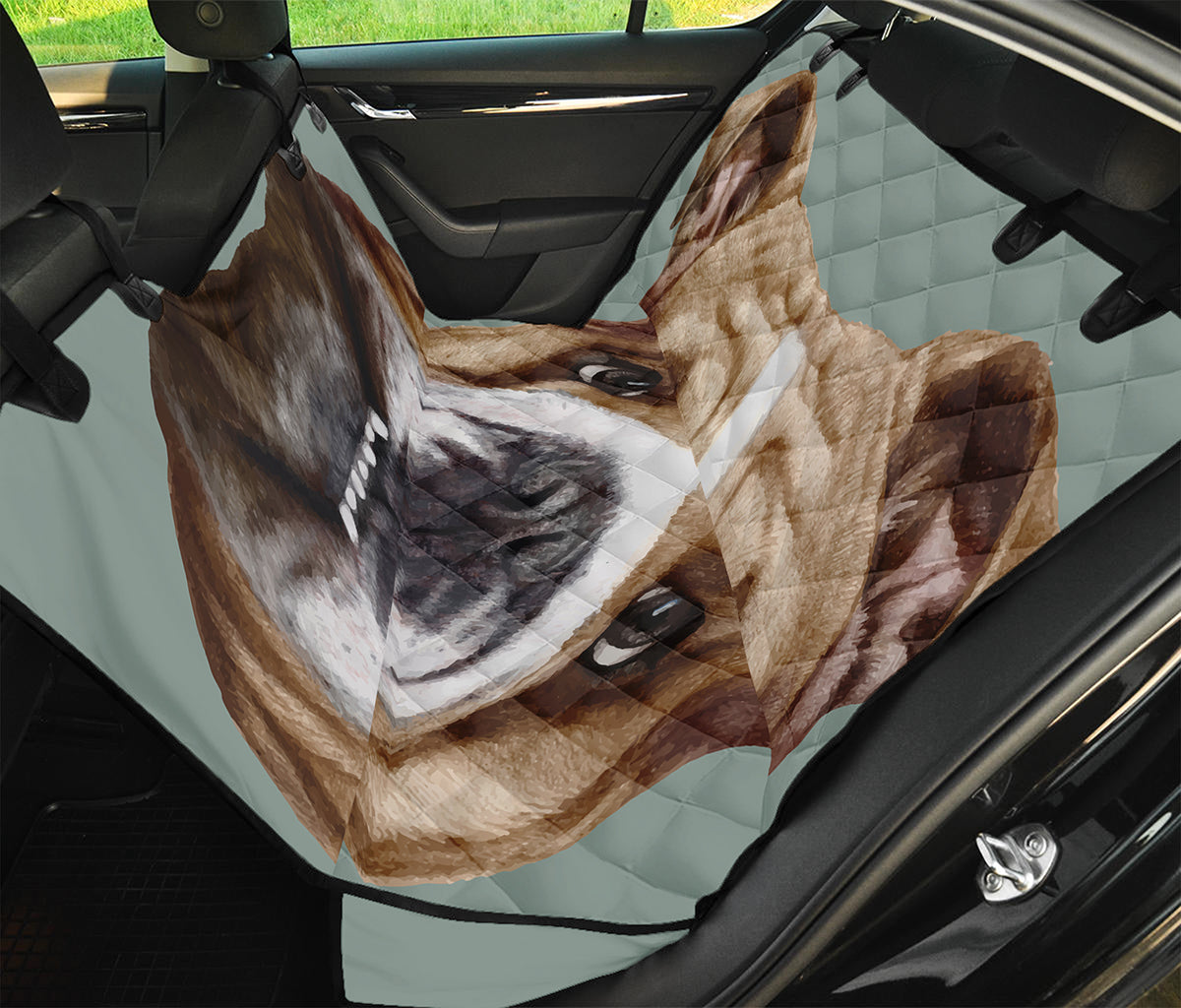 English Bulldog Portrait Print Pet Car Back Seat Cover