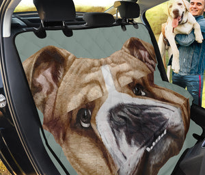 English Bulldog Portrait Print Pet Car Back Seat Cover