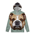 English Bulldog Portrait Print Pullover Hoodie