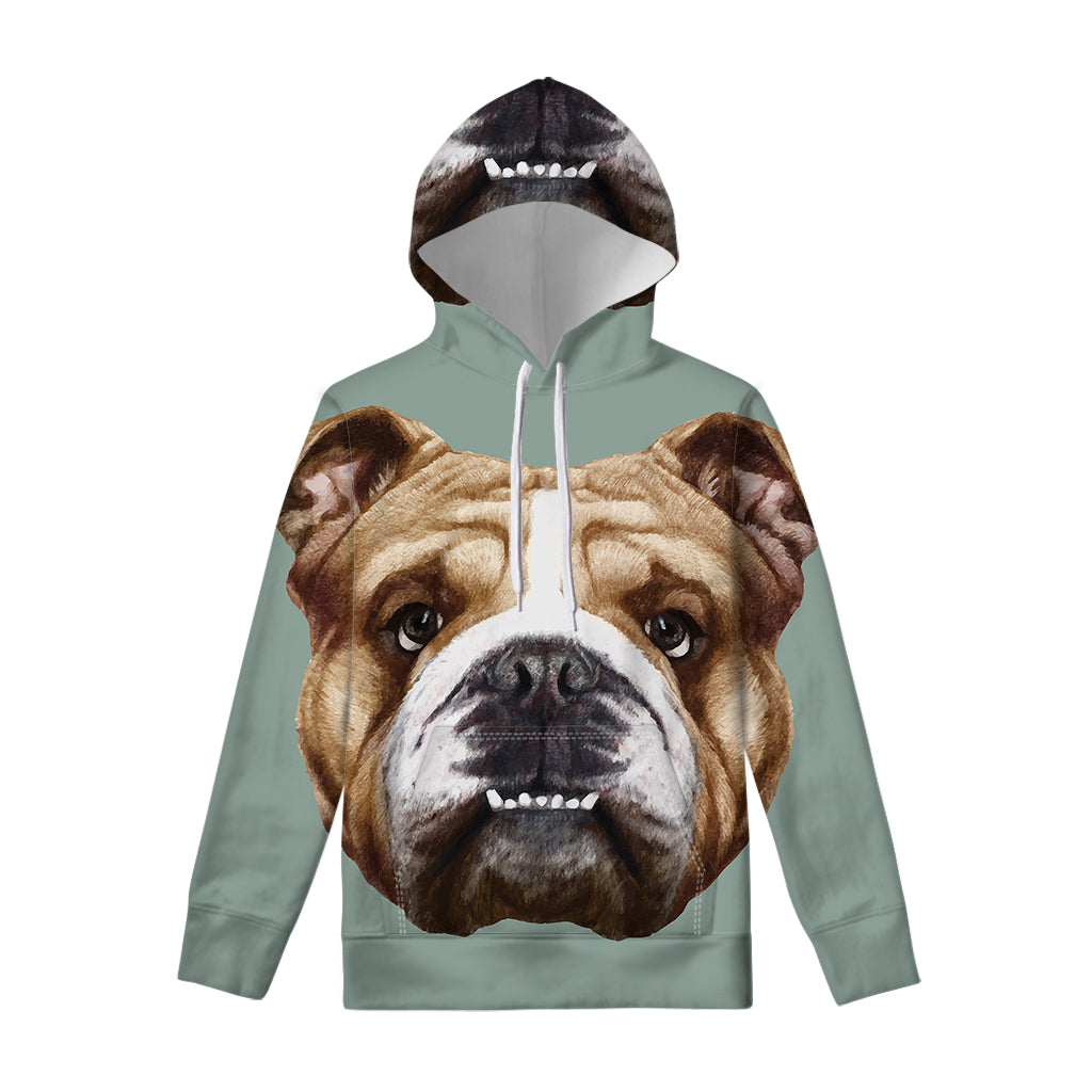 English Bulldog Portrait Print Pullover Hoodie