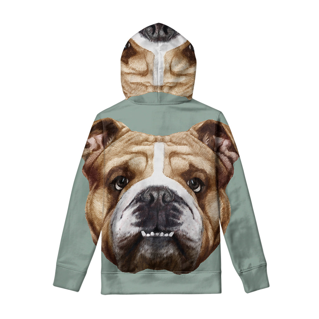 English Bulldog Portrait Print Pullover Hoodie