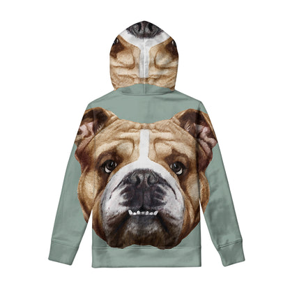 English Bulldog Portrait Print Pullover Hoodie