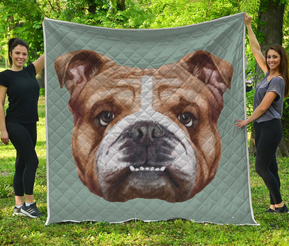 English Bulldog Portrait Print Quilt