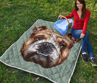 English Bulldog Portrait Print Quilt