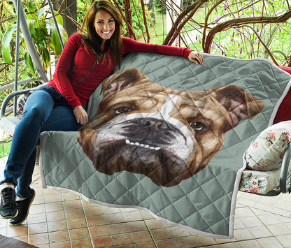 English Bulldog Portrait Print Quilt