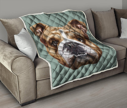 English Bulldog Portrait Print Quilt