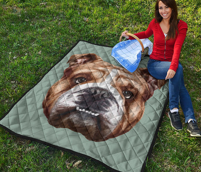 English Bulldog Portrait Print Quilt