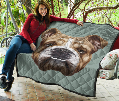 English Bulldog Portrait Print Quilt