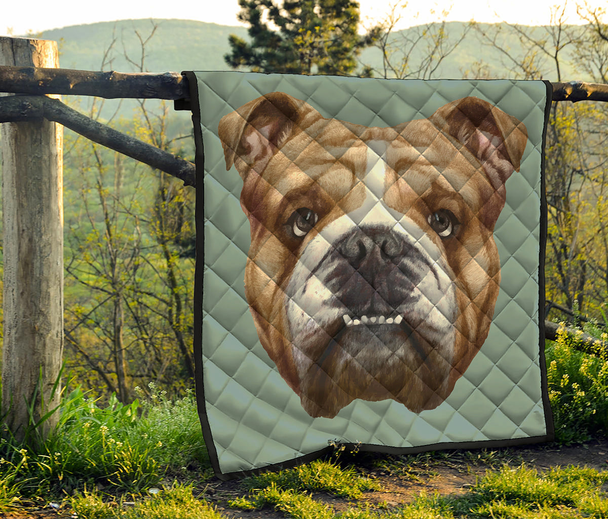 English Bulldog Portrait Print Quilt