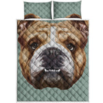English Bulldog Portrait Print Quilt Bed Set