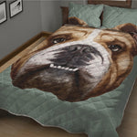 English Bulldog Portrait Print Quilt Bed Set