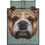 English Bulldog Portrait Print Quilt Bed Set