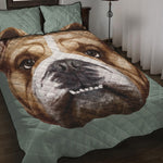 English Bulldog Portrait Print Quilt Bed Set