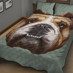 English Bulldog Portrait Print Quilt Bed Set