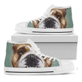 English Bulldog Portrait Print White High Top Sneakers