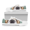 English Bulldog Portrait Print White Low Top Sneakers