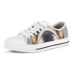 English Bulldog Portrait Print White Low Top Shoes