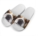 English Bulldog Portrait Print White Slide Sandals