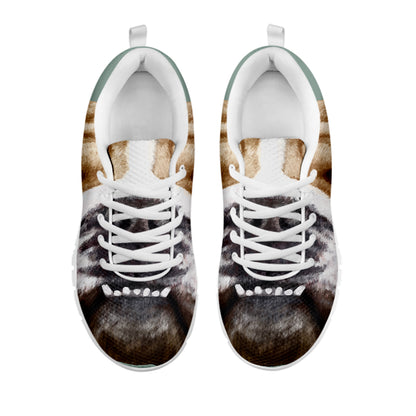 English Bulldog Portrait Print White Sneakers