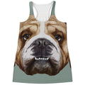 English Bulldog Portrait Print Women's Racerback Tank Top