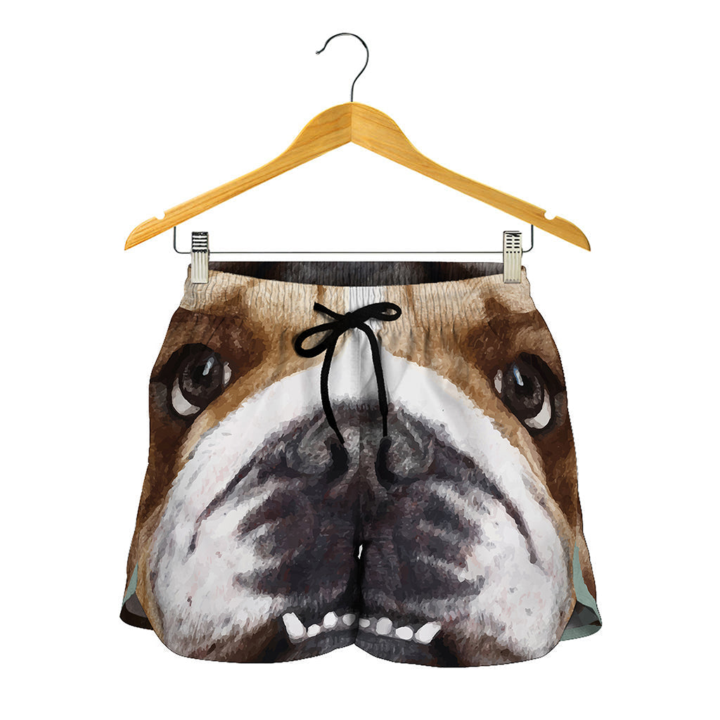English Bulldog Portrait Print Women's Shorts