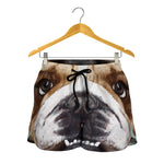 English Bulldog Portrait Print Women's Shorts