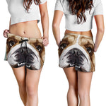 English Bulldog Portrait Print Women's Shorts