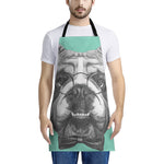 English Bulldog With Glasses Print Apron