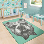 English Bulldog With Glasses Print Area Rug