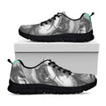 English Bulldog With Glasses Print Black Running Shoes