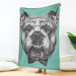 English Bulldog With Glasses Print Blanket