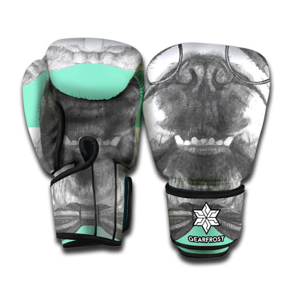 English Bulldog With Glasses Print Boxing Gloves